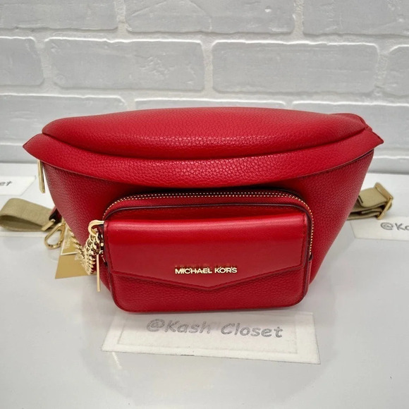 Michael Kors Maisie 2-in-1 Sling WaistPack Large Fanny bag Crossbody Bright Red - Picture 7 of 12